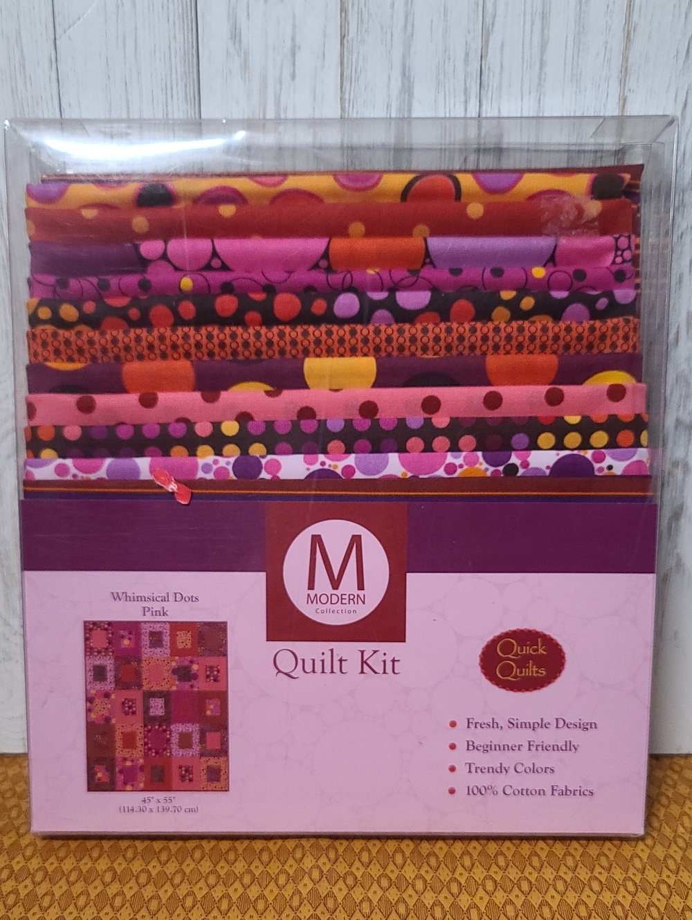 Whimsical Dots Quilt Kit - Pink & Purple Beginner Nwt